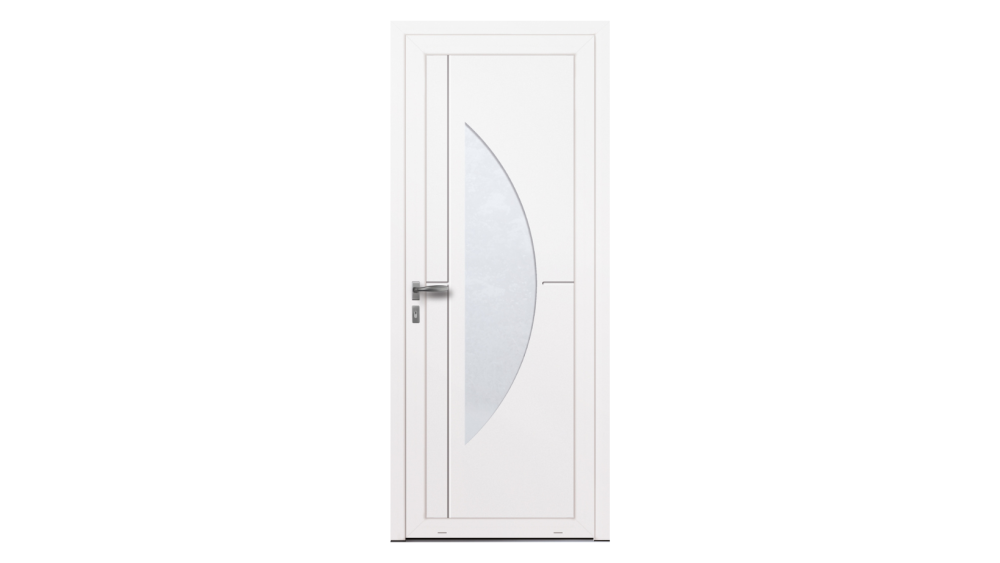 Porte d'entrée PVC parclosé ELBE Porte d'entrée simple blanche avec décor vitré